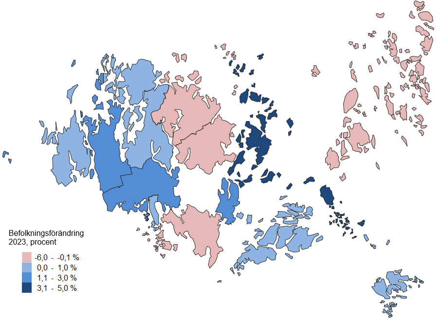 Befolkningsförändring efter kommun 2023
