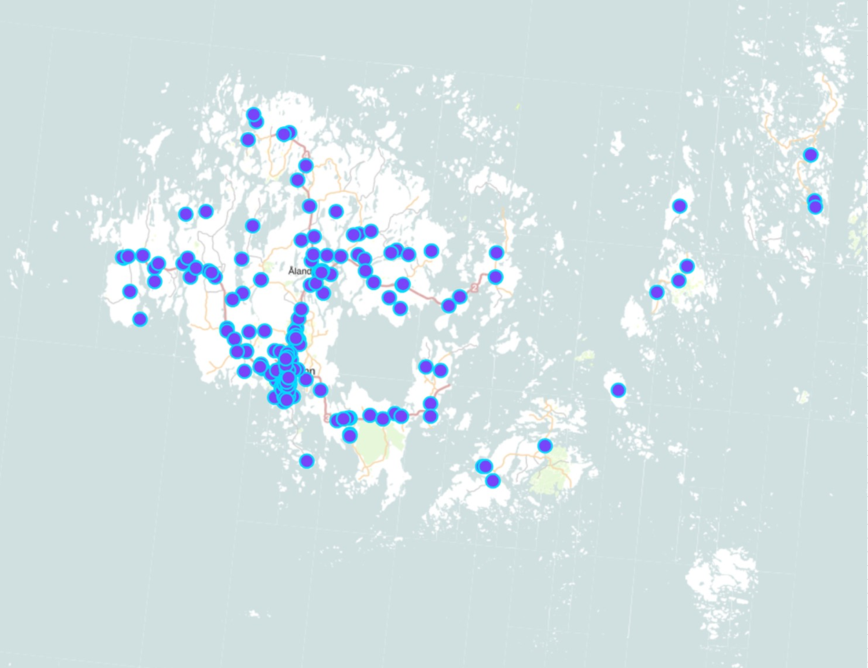 Karta som visar trafikolyckornas position kvartal 2 år 2018