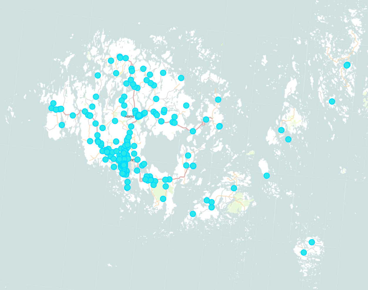 Karta som visar trafikolyckornas position kvartal 2 år 2019